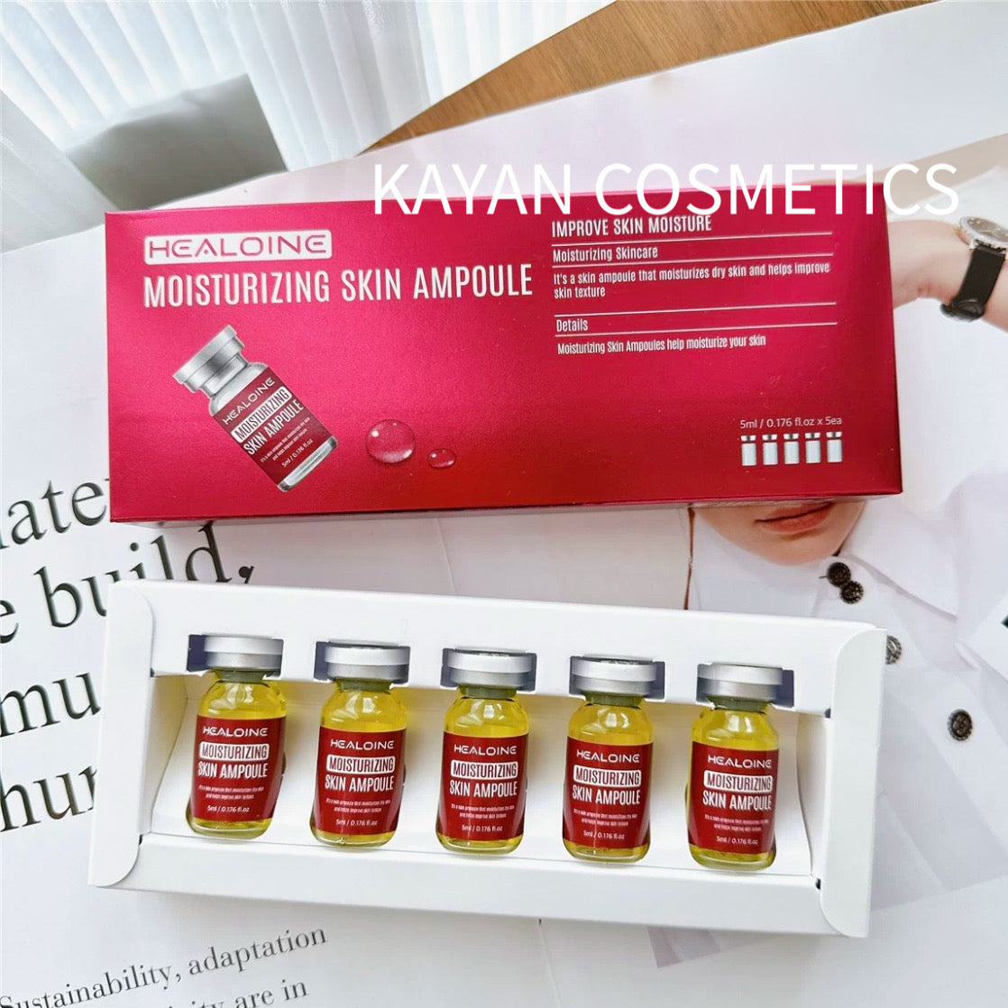 包順豐 韓國 HEALOINE 稀洛因水光精華微針導入安瓶淨白拋光安瓶【5ml x 5支)MOISTURIZING SKIN AMPOULE