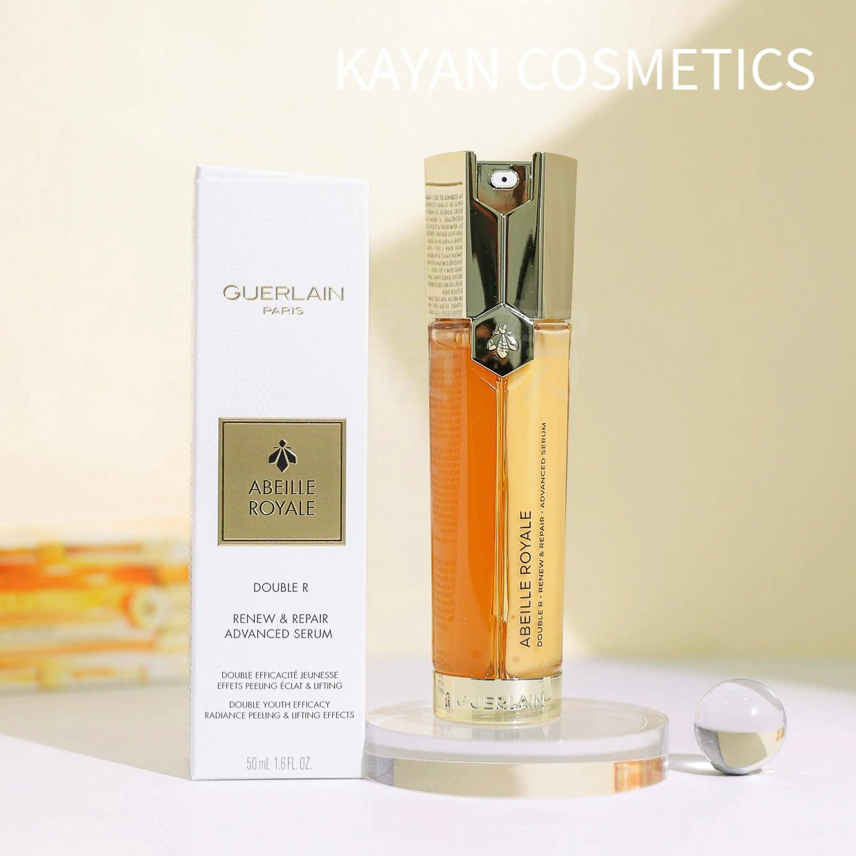 包順豐 新版二代 GUERLAIN 嬌蘭 帝皇蜂姿雙效修護雙管精華50ml ABEILLE ROYALE LOTION FORTIFIANTE