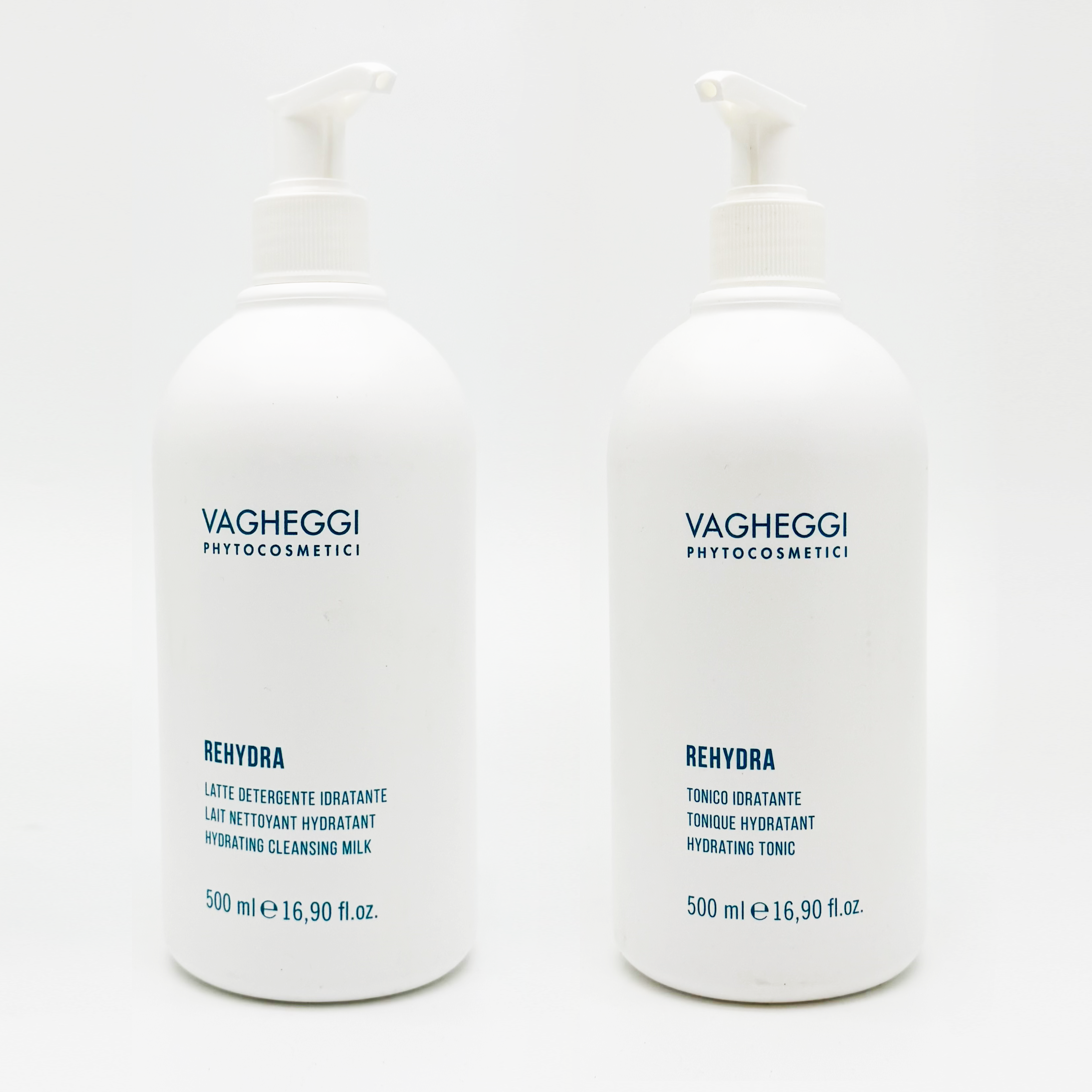 VAGHEGGI 水凝保濕潔面乳 500ml HYDRATING CLEANSING MILK / 水凝透亮爽膚水 500ml HYDRATING TONIC