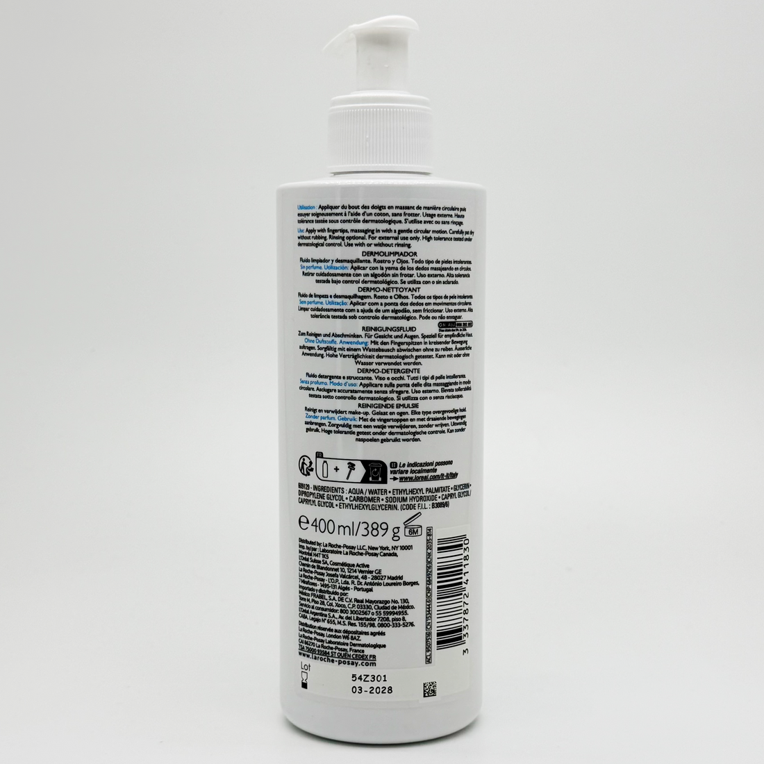 La Roche-Posay 抗敏舒緩潔面乳 400ml TOLERIANE DERMO-NETTOYANT Toleriane Dermo-Cleanser