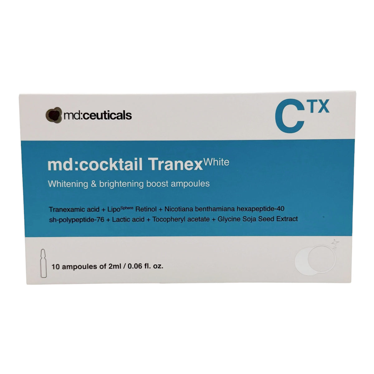md:ceuticals 截黑祛斑美白原液 2mlx10 md:ceuticals md:cocktail TranexWhite 傳明酸截黑煥白抗老安瓶 mdceuticals md ceuticals