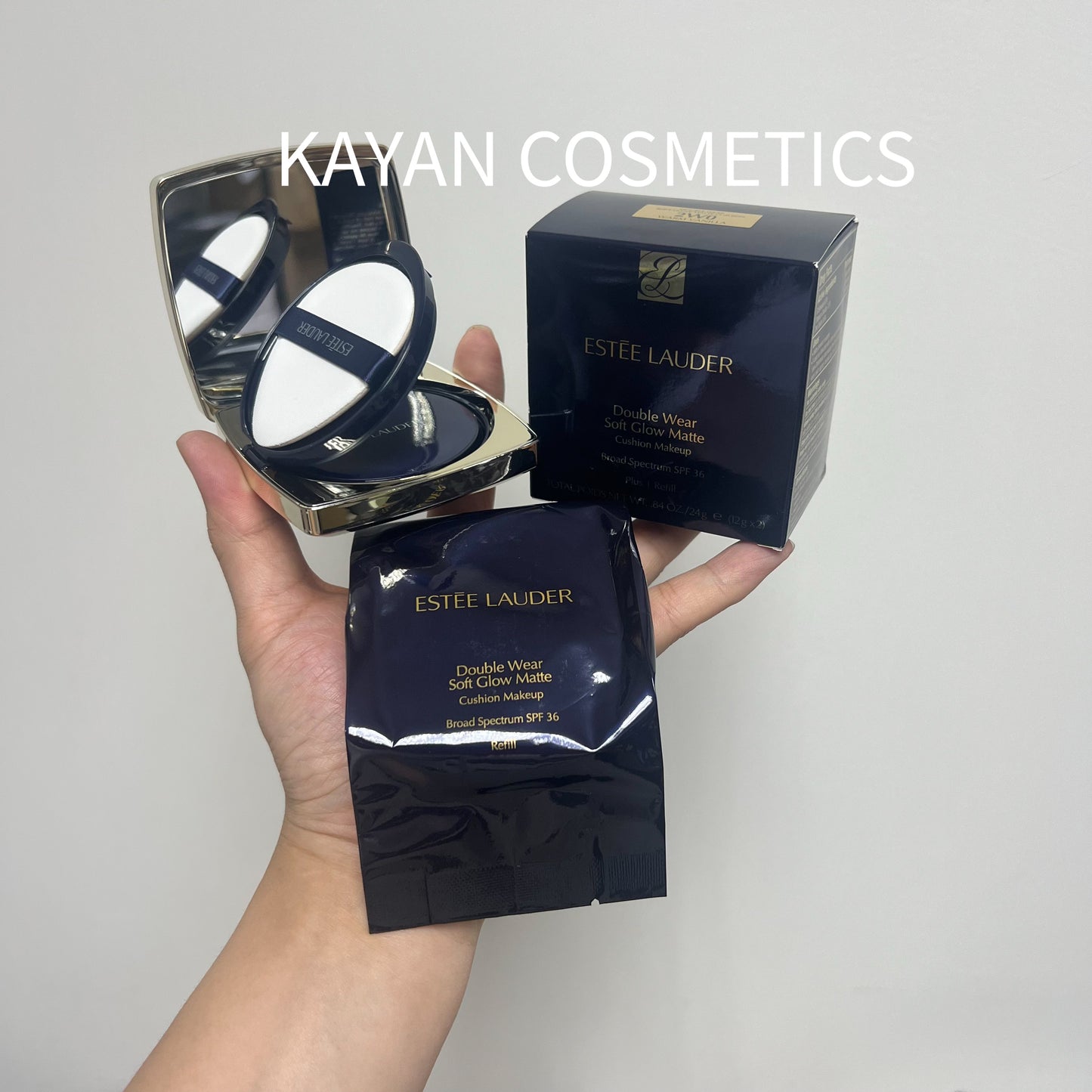 包順豐 ESTEE LAUDER 雅詩蘭黛 dw特霧氣墊1w1  一盒兩芯 DW超持久透亮氣墊粉底 1+1連替換//SPF45 PA+++