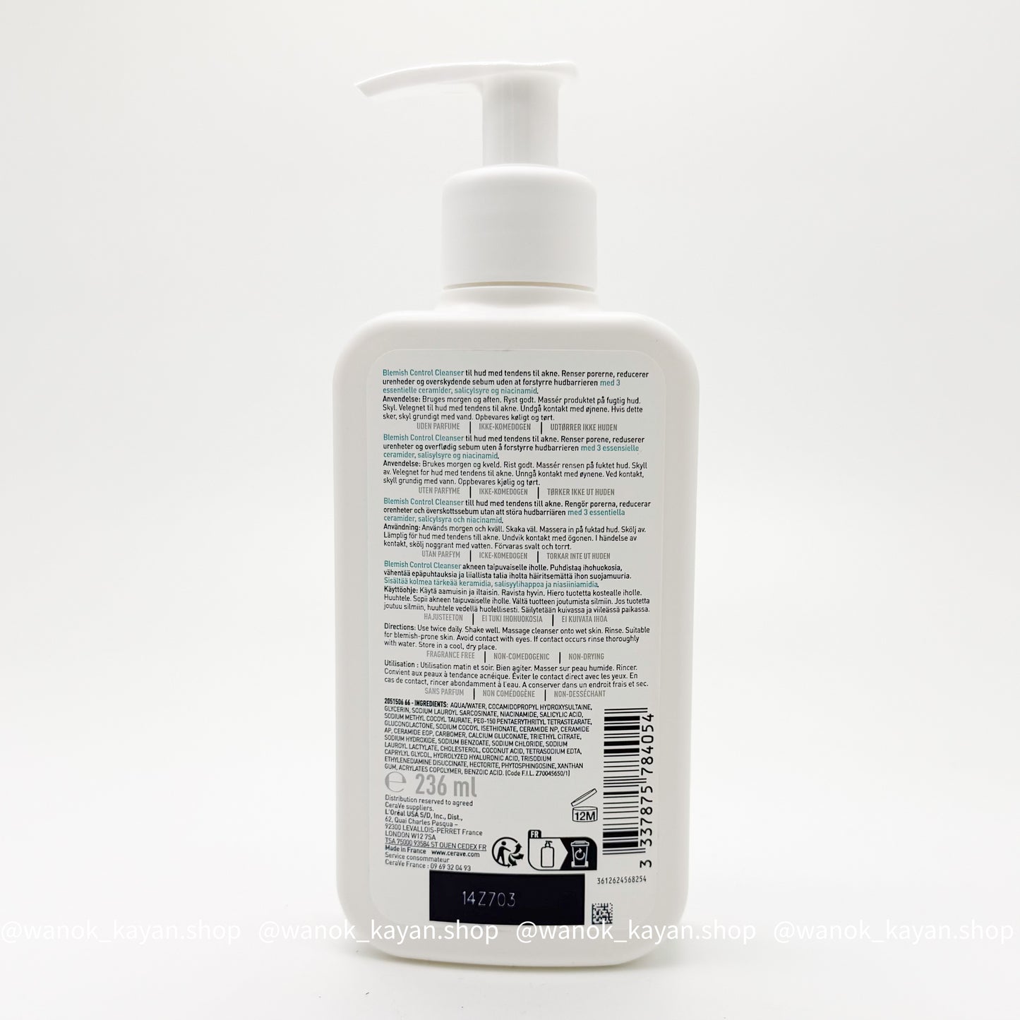 CeraVe  適樂膚 2%水楊酸潔面啫喱 淨膚白泥抗粉痘潔面露 Blemish Control Cleanser 236ml CeraVe 適敏膚