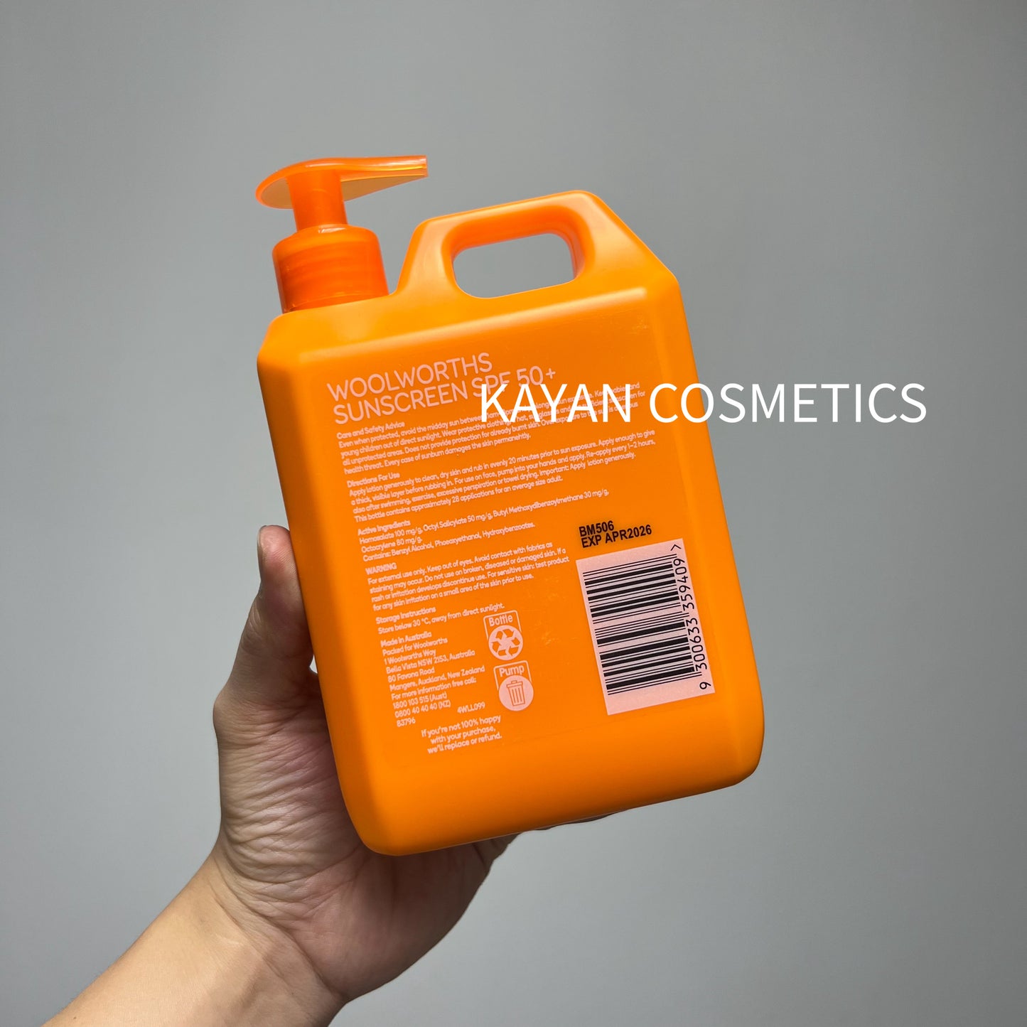 包順豐 澳洲 Woolworths 防曬霜高倍身體面部美白 1L  / 1000ml 全身體防曬霜1L 男女童專用 Woolworths SUNSCREEN SPF 50+ Everyday Lotion