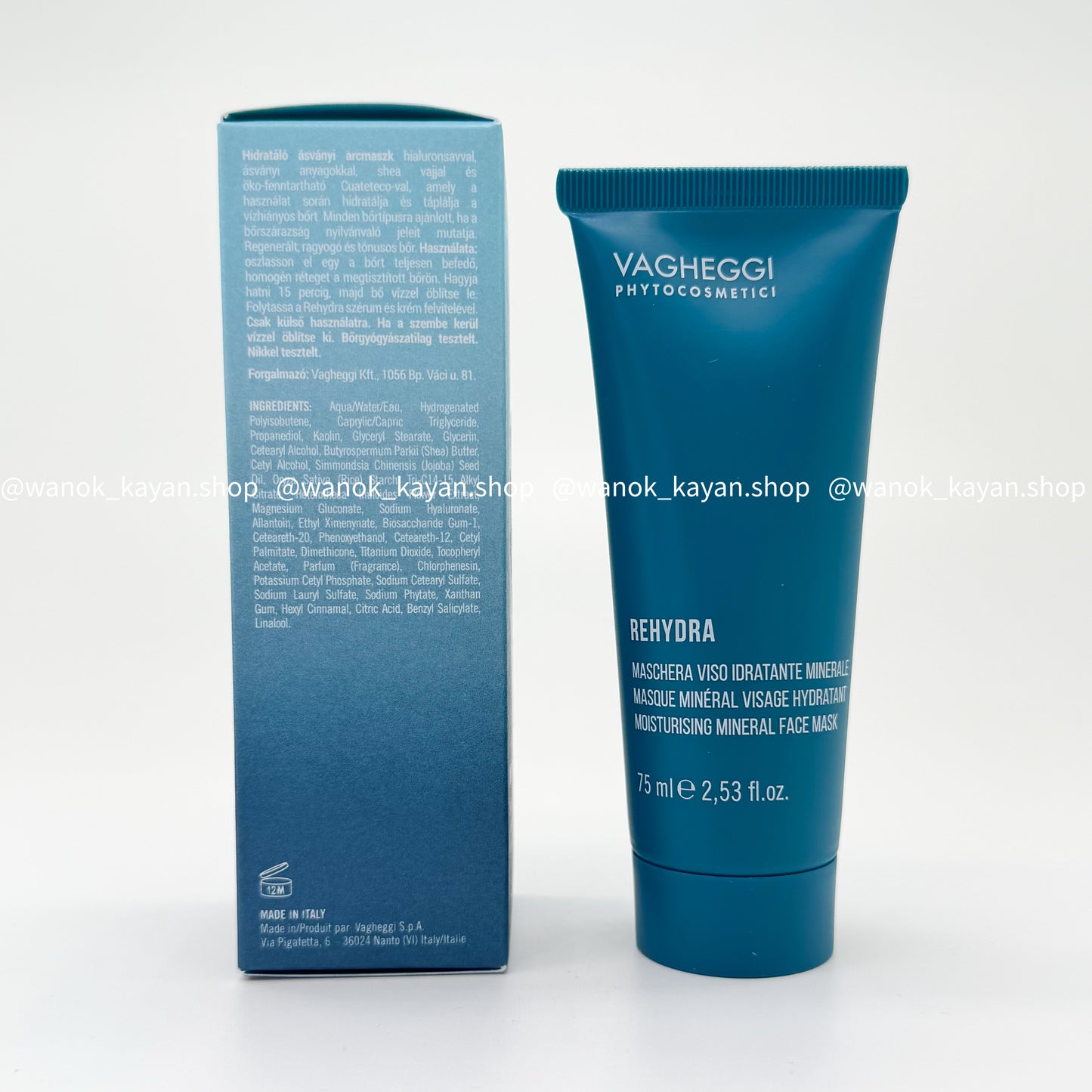 新版 包順豐 意大利 韻姿 VAGHEGGI瞬效水亮嫩肌面膜75ML REHYDRA MOISTURISING MINERAL FACE MASK