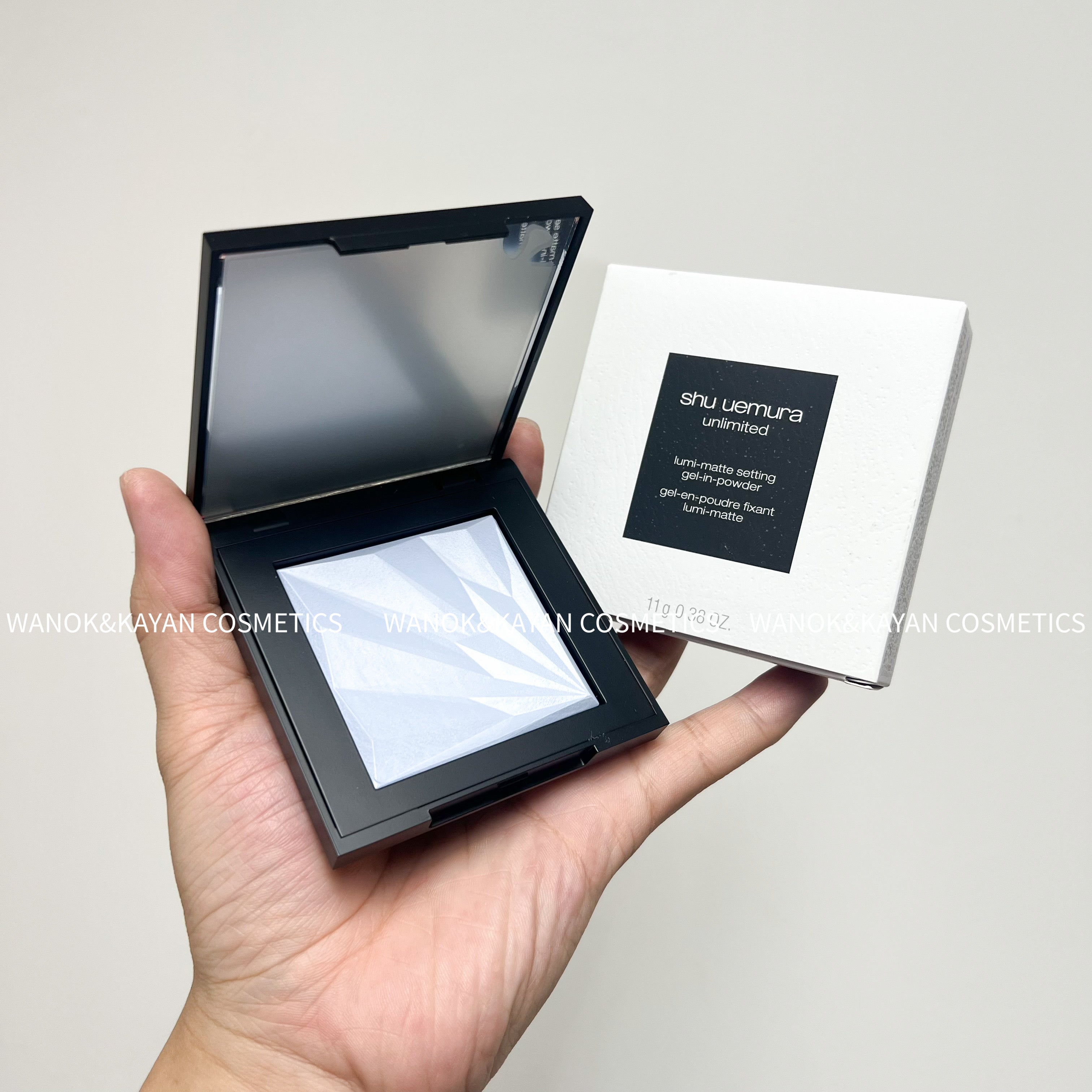 shu uemura 羽紗柔光輕霧粉餅 lumi-matte setting gel-in-powder 冰透藍羽紗柔光輕霧粉餅11g