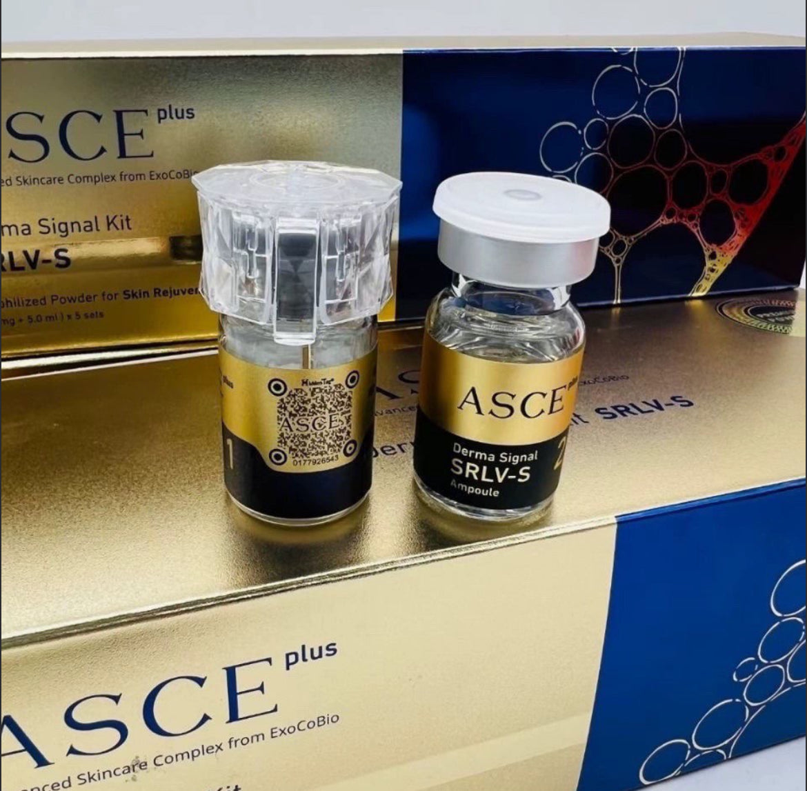 ASCE 外泌體精華 水光塗抹精華一組 ASCE plUS Derma Signal Kit SRLV-S Lyophilized Powder for Skin Rejuvenation 。