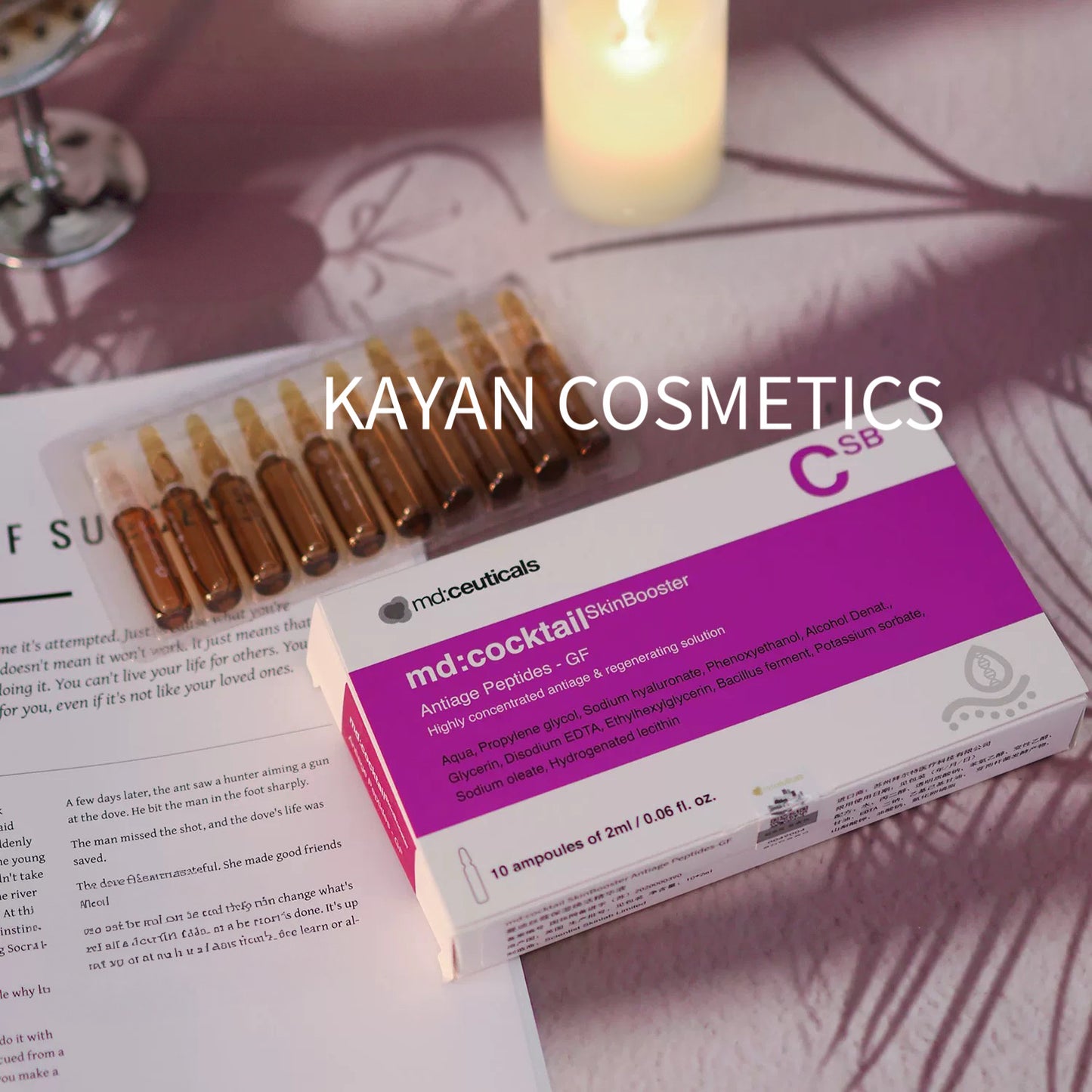 包順豐 MD:ceuticals 抗炎舒緩修復基因肽水光安瓶 紫水光款 MD:ceuticals md:cocktail SkinBooster Antiage Peptides – GF 複合胜肽再生因子原液
