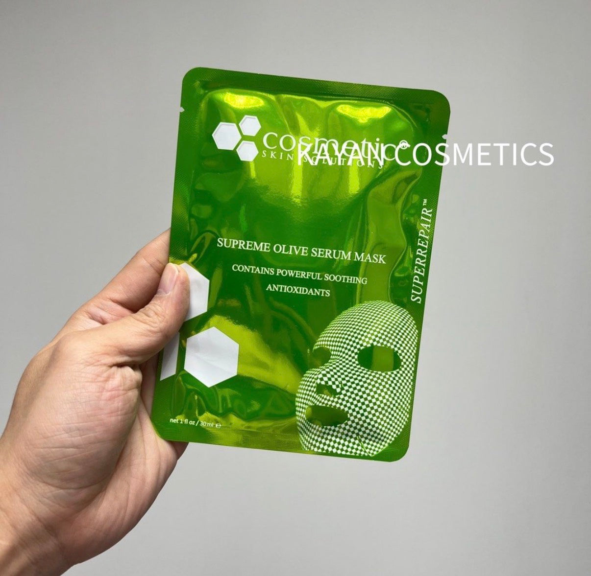 Cosmetic Skin Solutions Css橄欖舒敏面膜 30ML/1片,一包5片 SUPREME OLIVE SERUM MASK CONTAINS POWERFUL SOOTHING ANTIOXIDANTS