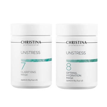 Christina 7+8乳酸菌屏障修護面膜組合 Christina 7號乳酸菌抗敏消炎面膜250ml UNSTRESS 7 CLARIFYING MASK / Christina 8號乳酸菌修復補濕面膜 250ml UNSTRESS 8 OPTIMAL HYDRATION MASK