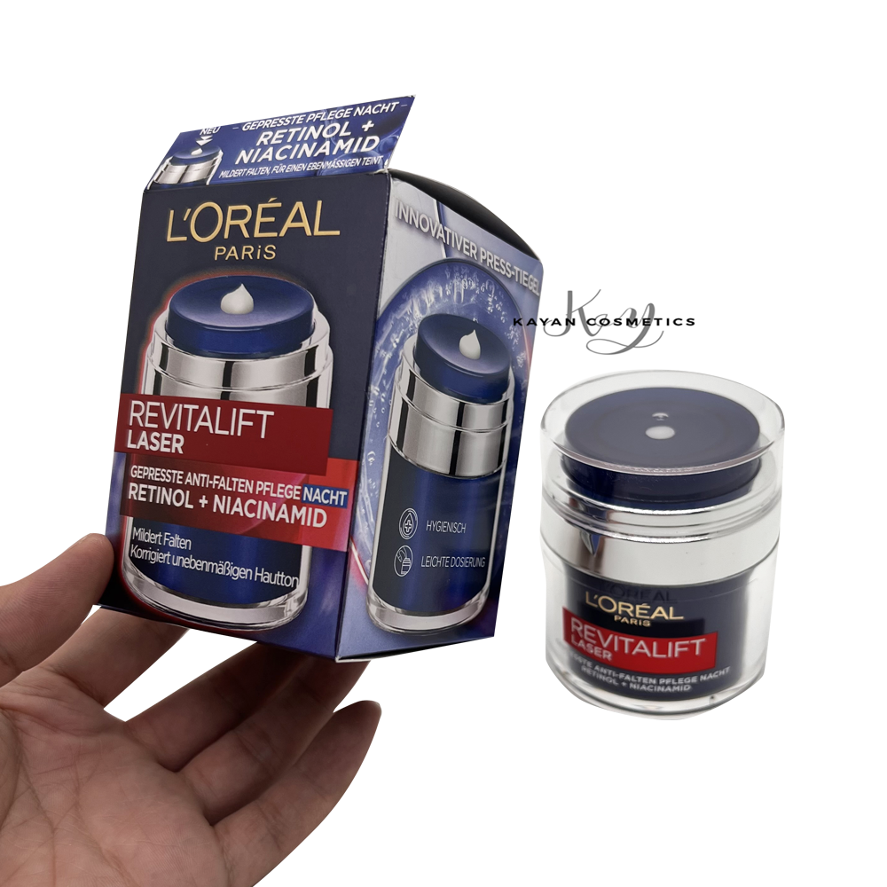 包順豐 Loreal A醇煙酰胺抗皺面霜48g淡化細紋提亮膚色嫩膚緊致晚霜 RETINOL+NIACINAMIDE • REVITALIFT LASER  歐萊雅。Loreal。L'OREAL。Loreal